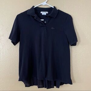 Lacoste SMALL Sz 36 Women’s Short Sleeve Polo Pleated Back Black